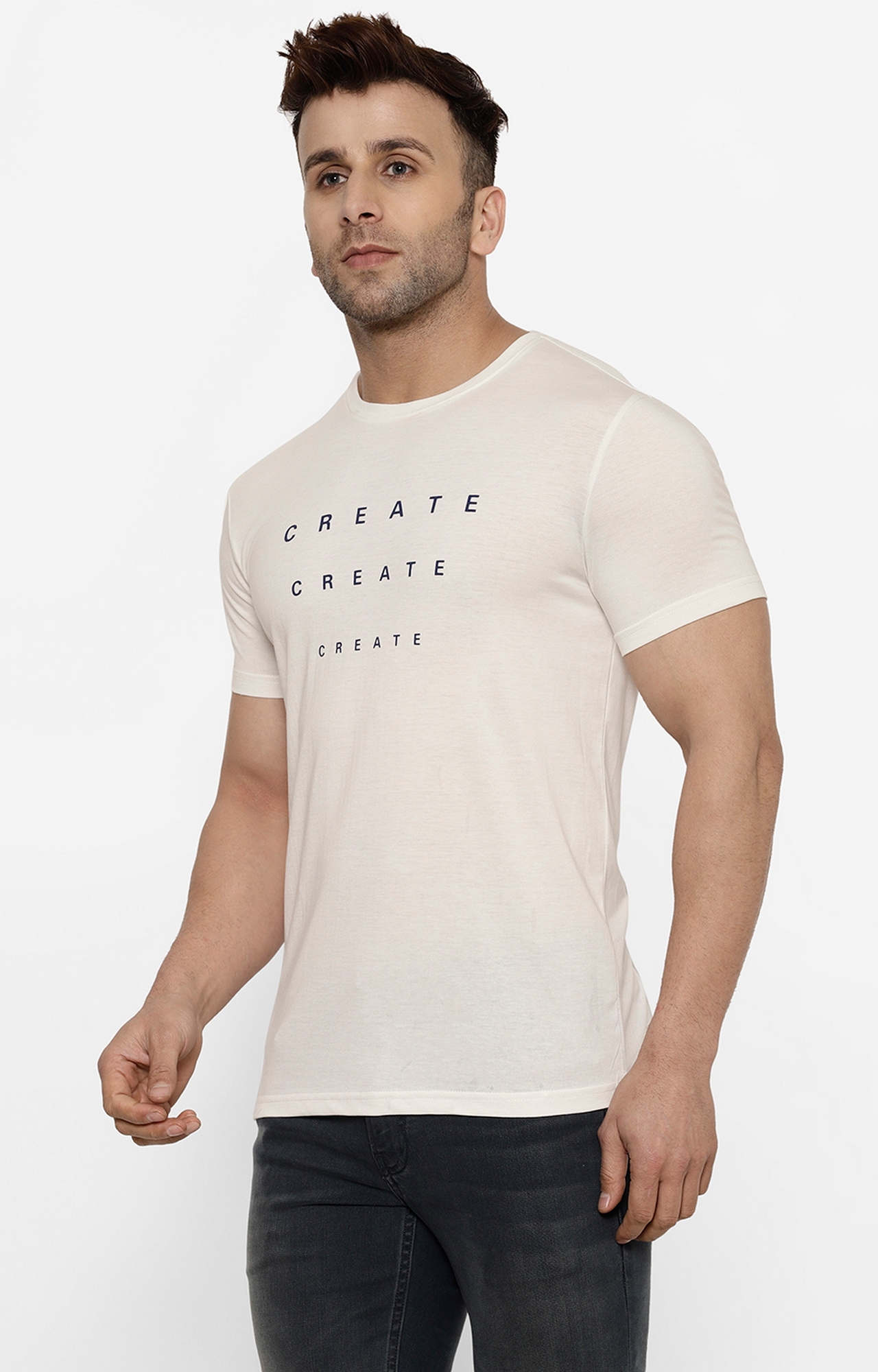 Cape Canary | Cape Canary Men's Off-White Cotton Printed T-shirt 3