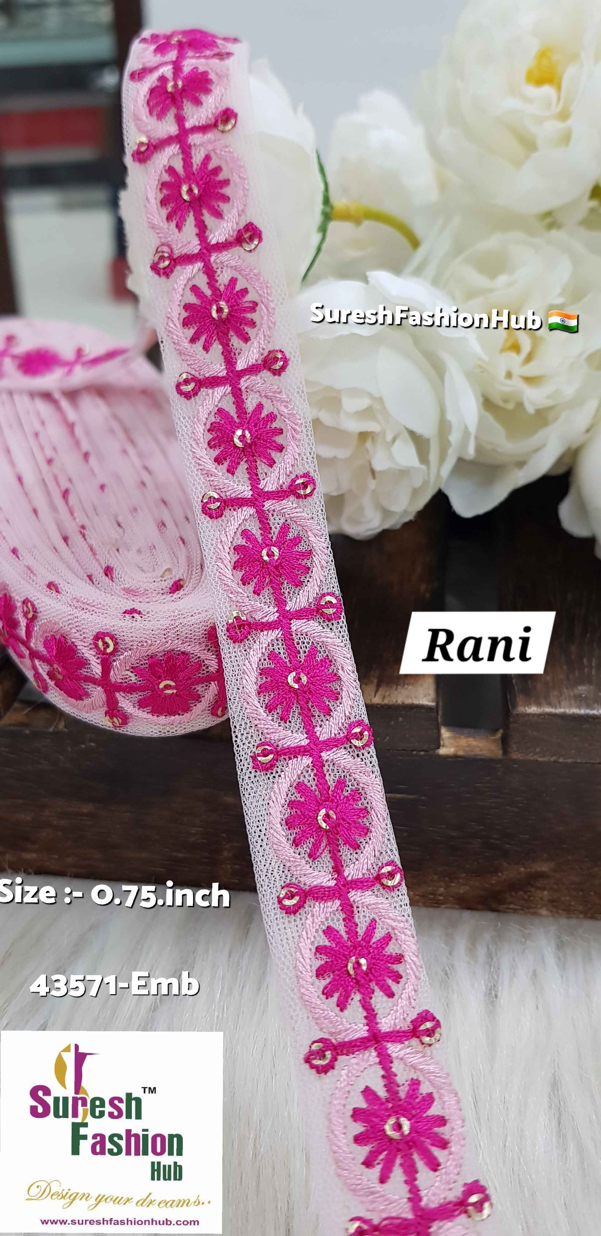 Rani Color Floral Circles Embroidery Lace