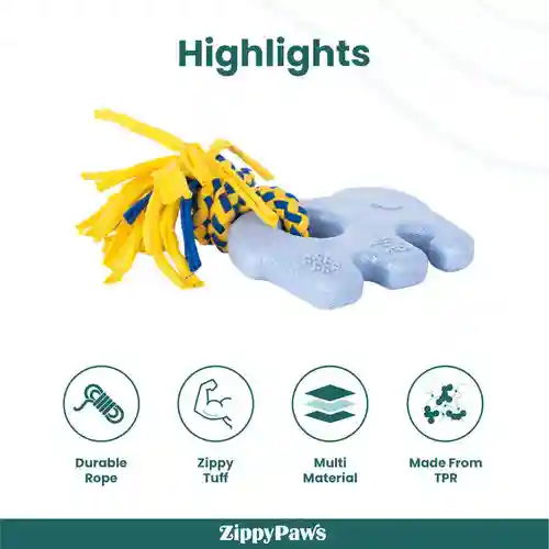 Zippy Paws ZippyTuff Teether Elliot the Elephant Plush Toy for Dogs