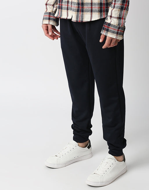 Hemsters | Men's Blue Cotton Solid Trackpants 2