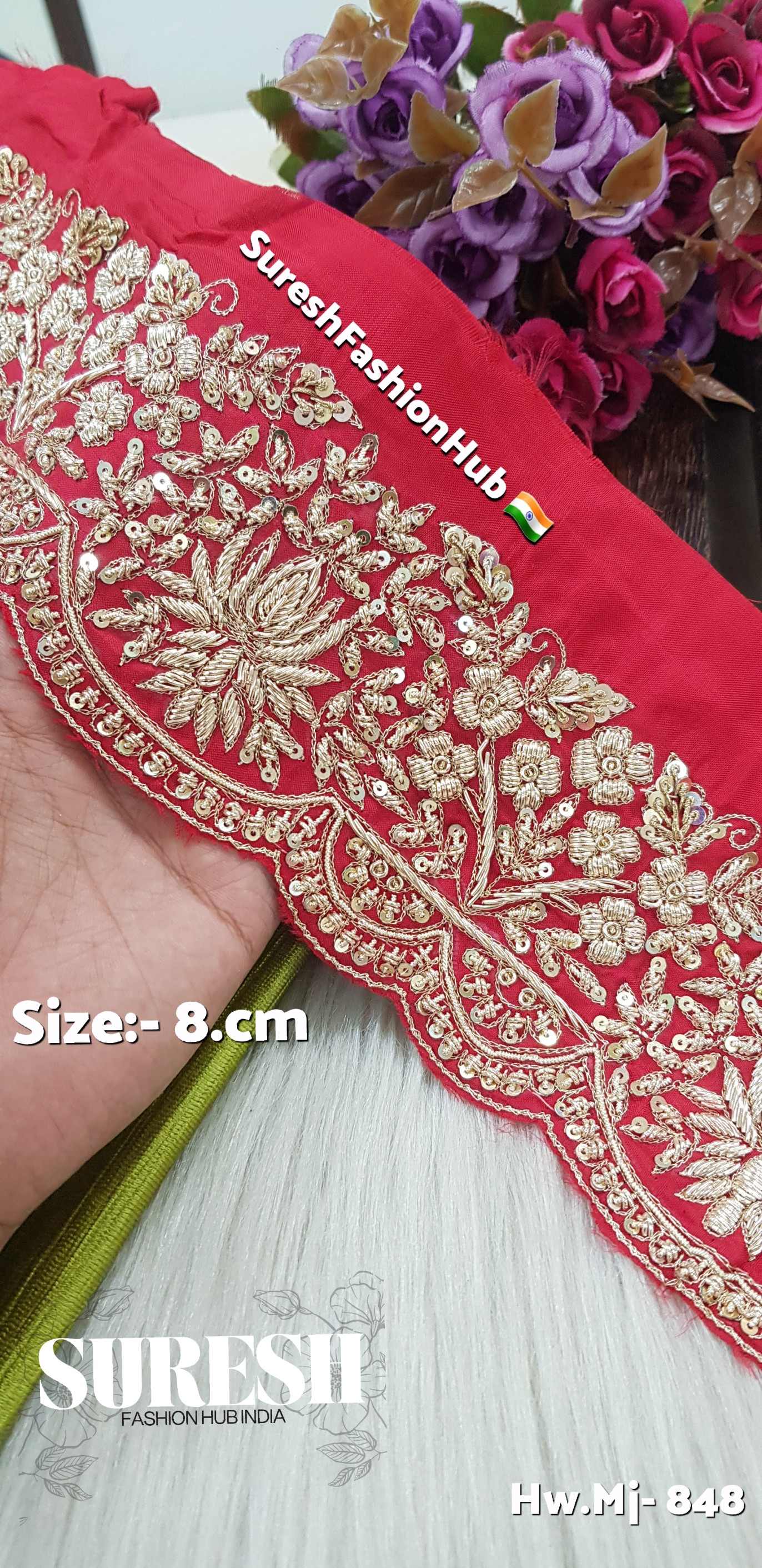 Red Zardorsi Scalloped Dhuppion Border – Mj-848