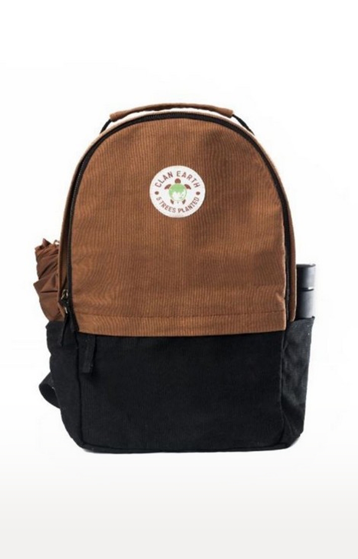 Clan Earth | Unisex Walnut Brown & Charcoal Black Sustainable Amur Backpack
