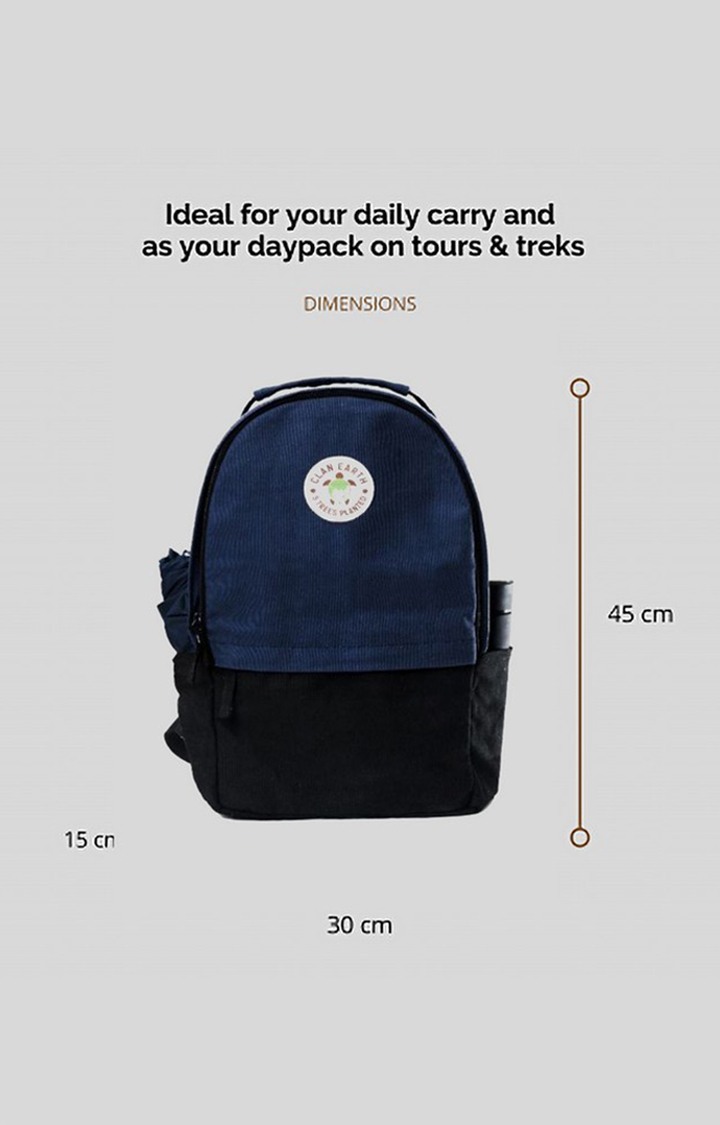 Unisex Navy Blue & Charcoal Black Sustainable Amur Backpack