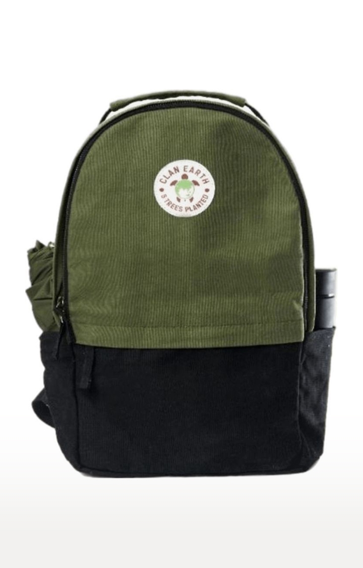 Clan Earth | Unisex Olive Green & Charcoal Black Sustainable Amur Backpack