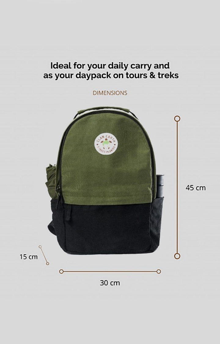 Clan Earth | Unisex Olive Green & Charcoal Black Sustainable Amur Backpack 1