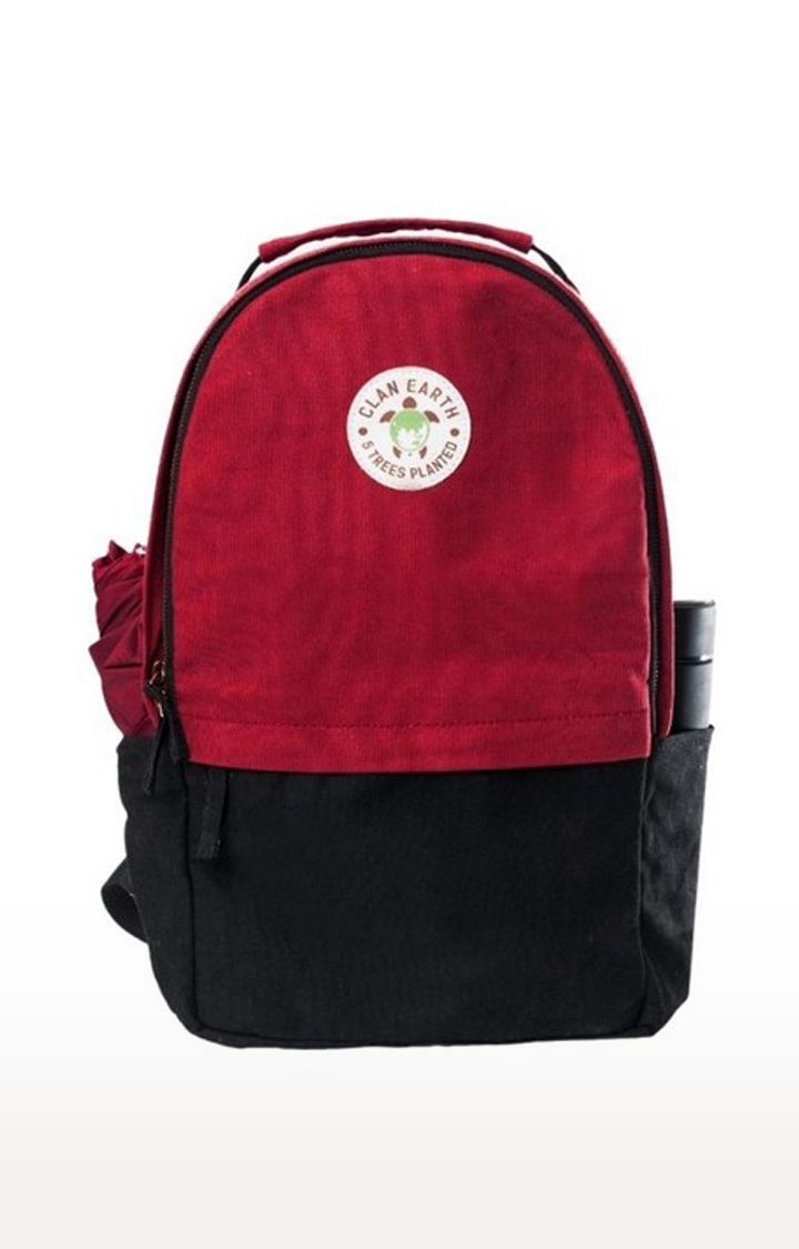 Clan Earth | Unisex Cherry Red & Charcoal Black Sustainable Amur Backpack