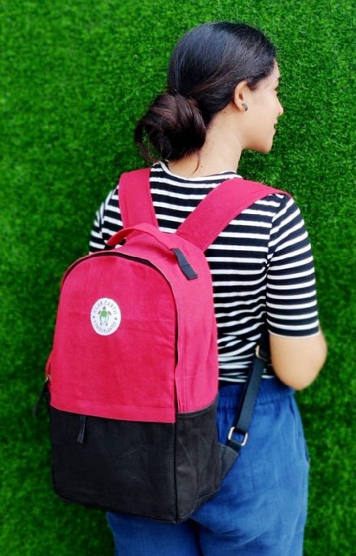 Unisex Cherry Red & Charcoal Black Sustainable Amur Backpack