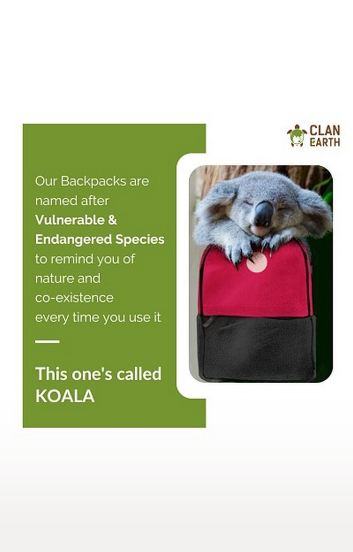 Unisex Cherry Red & Charcoal Black Sustainable Koala Backpack