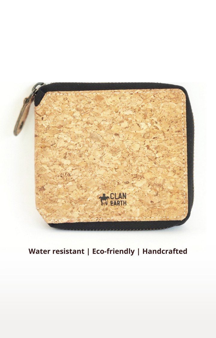 Clan Earth | Women Tan Sustainable Kiwi Zip Cork Wallet