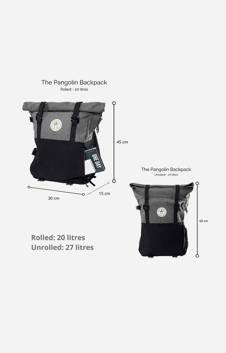 Unisex Charcoal Black Sustainable Pangolin Backpack