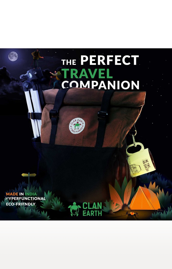 Clan Earth | Unisex Walnut Brown & Charcoal Black Sustainable Pangolin Backpack 4