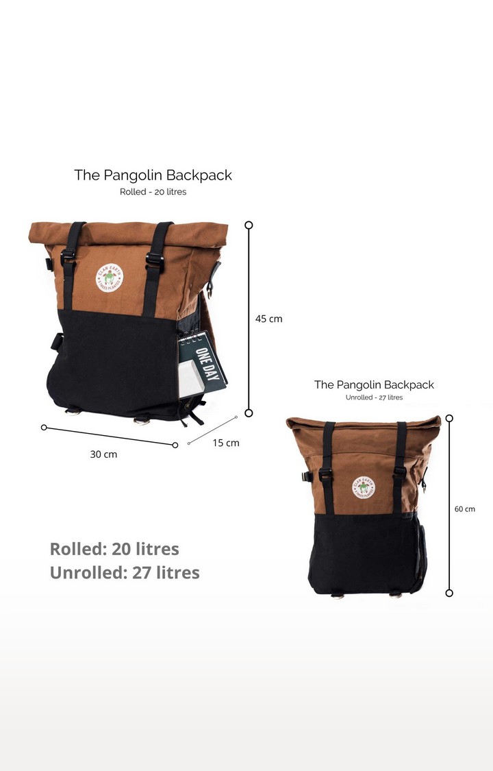 Clan Earth | Unisex Walnut Brown & Charcoal Black Sustainable Pangolin Backpack 7