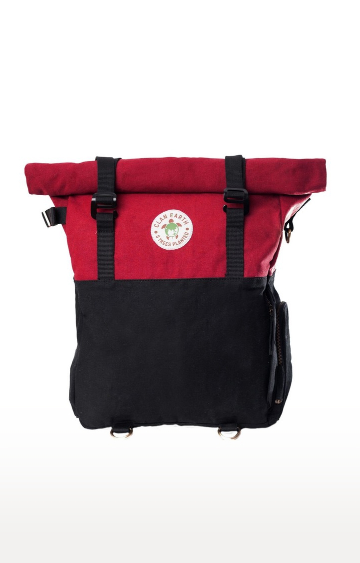 Clan Earth | Unisex Cherry Red & Charcoal Black Sustainable Pangolin Backpack 0