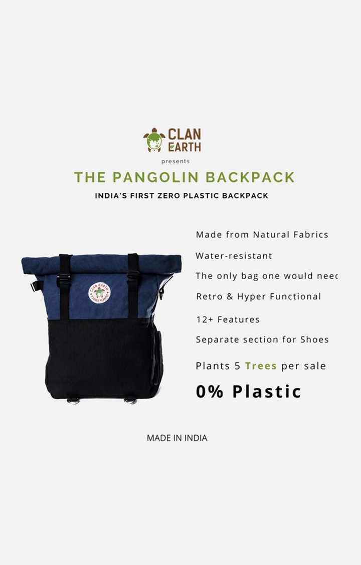 Clan Earth | Unisex Navy Blue & Charcoal Black Sustainable Pangolin Backpack 4