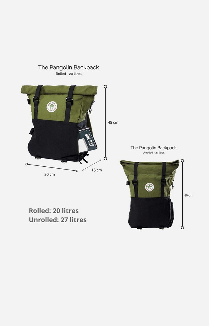 Unisex Olive Green & Charcoal Black Sustainable Pangolin Backpack