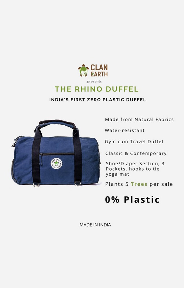 Unisex Navy Blue Sustainable Rhino Duffel