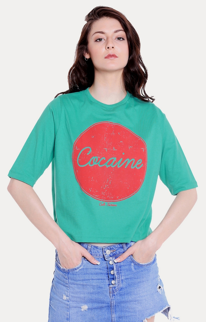 Cult Fiction | Green Printed T-Shirt 0