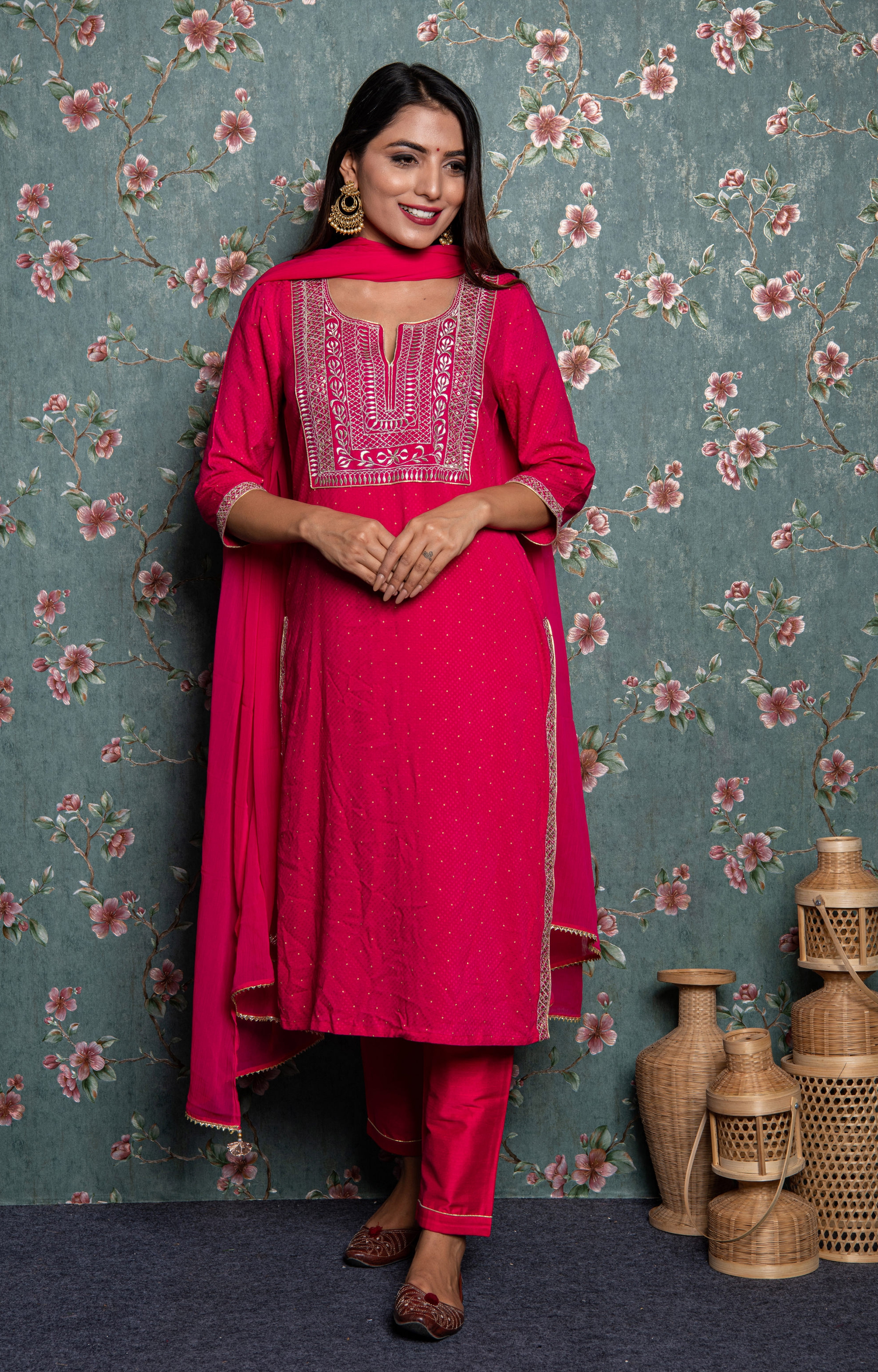 Gorgeous Pink Netted Kurti with Embroidery Dupatta-Ekanta – ekantastudio