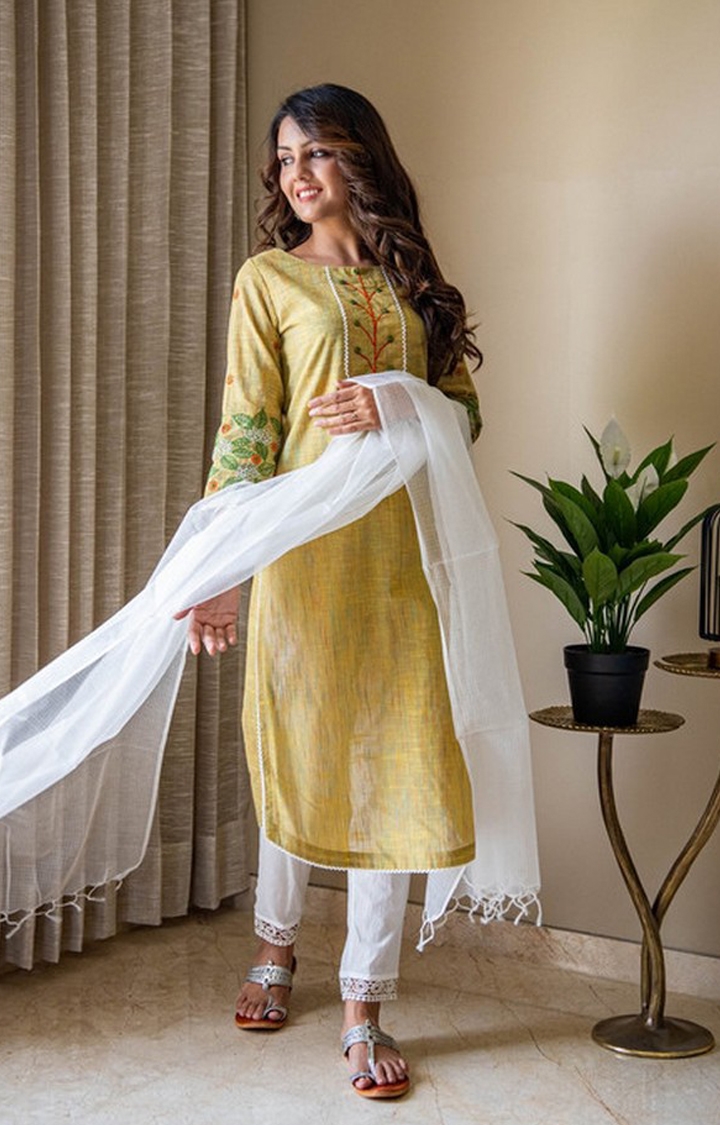 Crafted for You | Yellow Embroidered Ethnic Sets 0