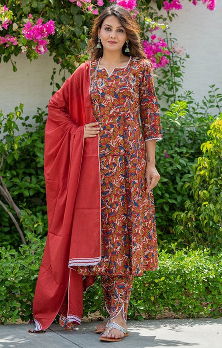 Crafted for You | Red Printed Ethnic Sets 0
