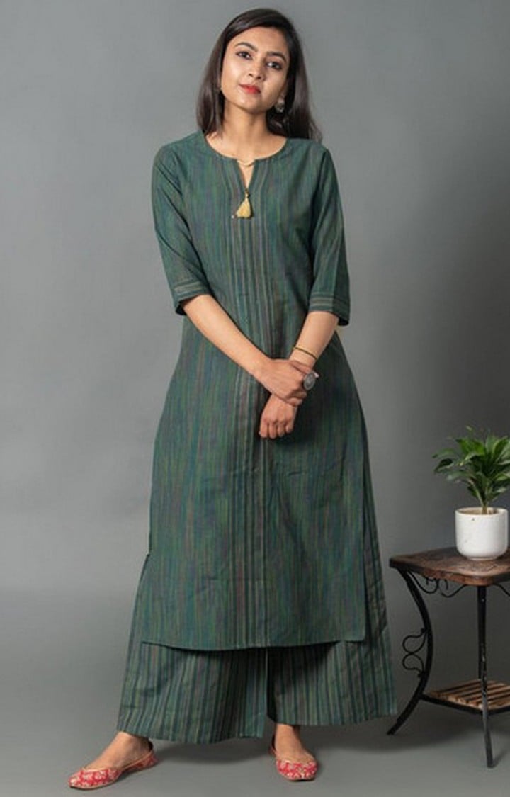 Green Striped Ethnic Sets