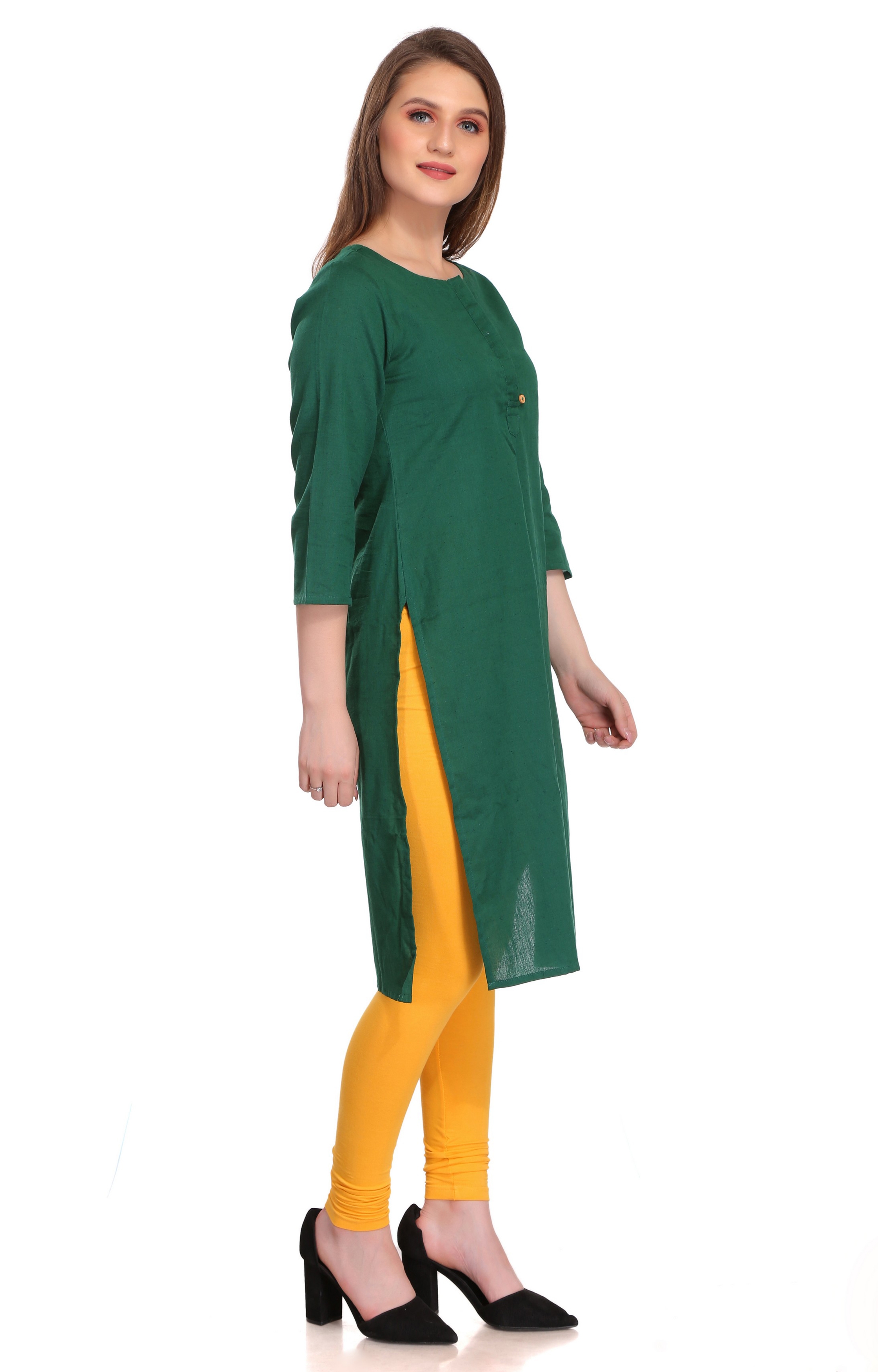 Colorfit | Colorfit Cotton Lycra Churidar Length Leggings for Women 2