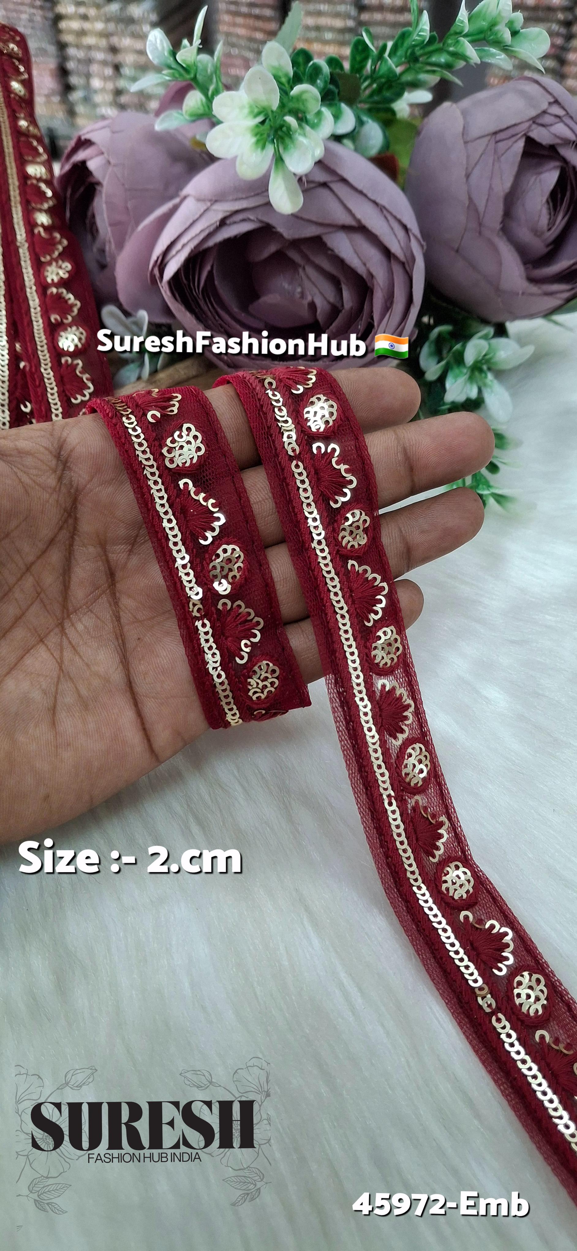 Maroon Tone-on-Tone Embroidery Lace