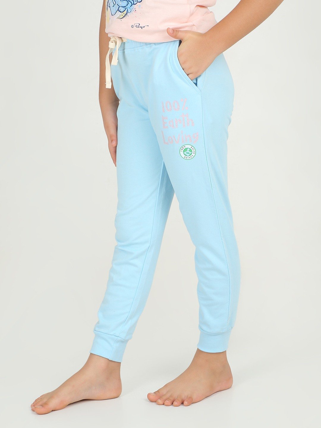 Girls 1 piece printed jogger - Sky Blue