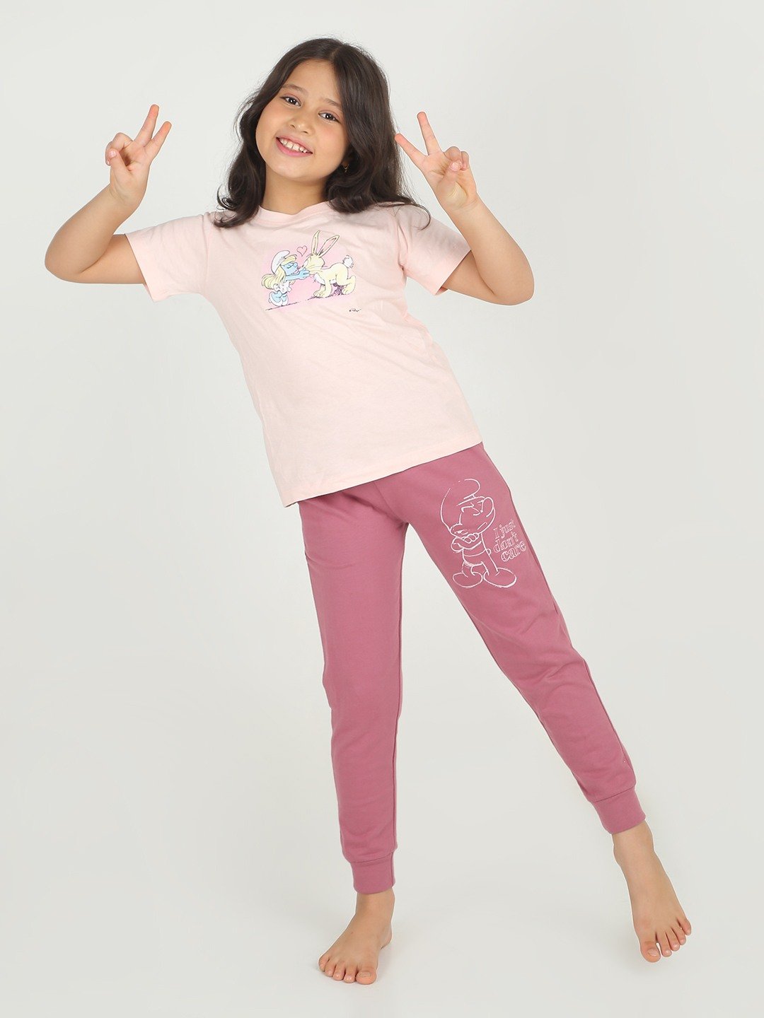 Girls 1 piece printed jogger - Mouve