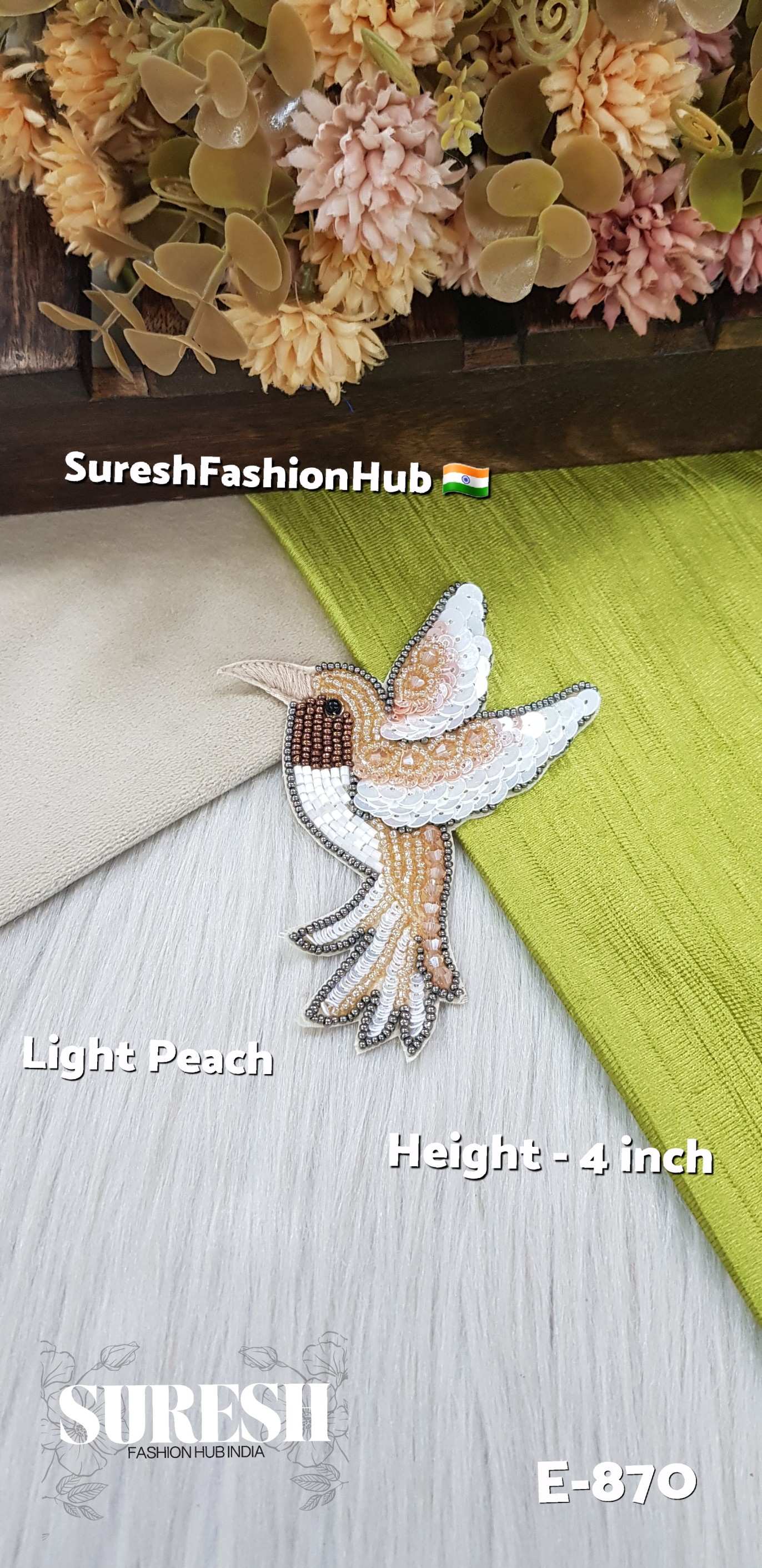 E-870 Light Peach Right Side Flying Bird Patch