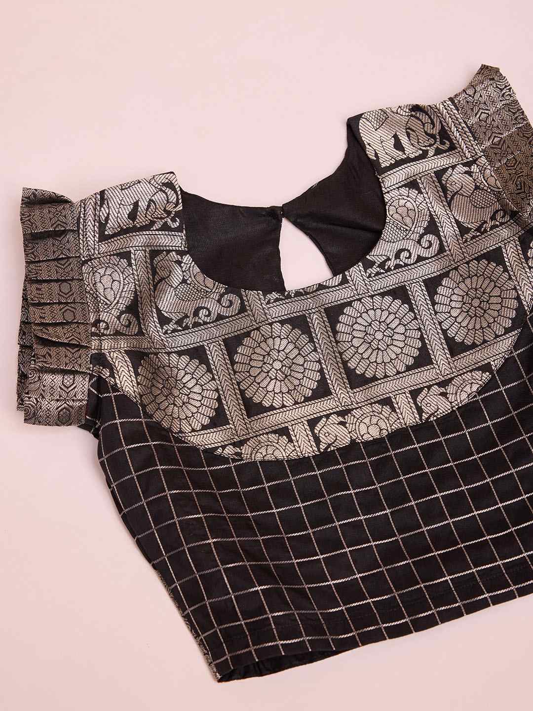 Tasarika Kids BLACK color Silk Sleeveless ethnic dress CHECK_BLACK