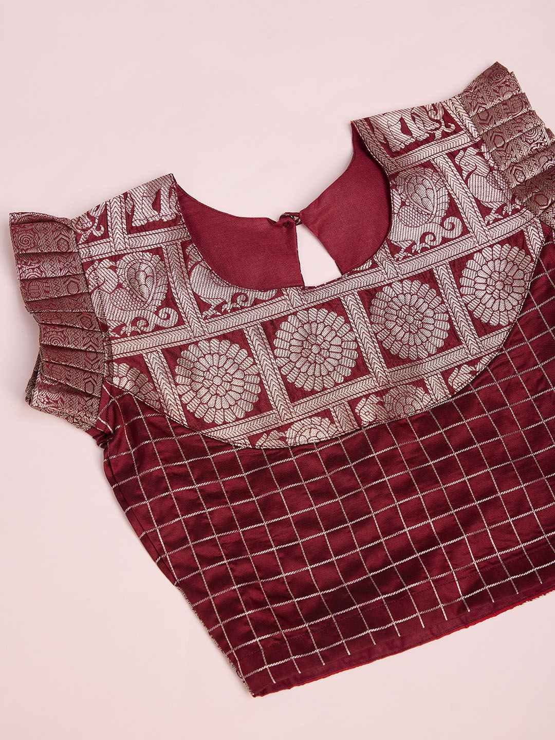 Tasarika Kids BROWN color Silk Sleeveless ethnic dress CHECK_BROWN