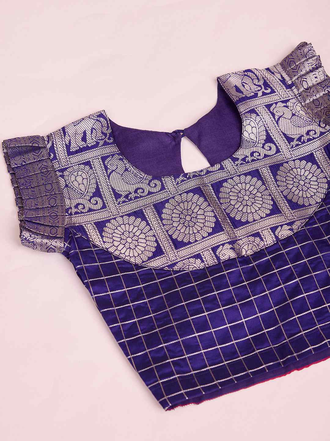 Tasarika Kids VIOLET color Silk Sleeveless ethnic dress CHECK_VIOLET