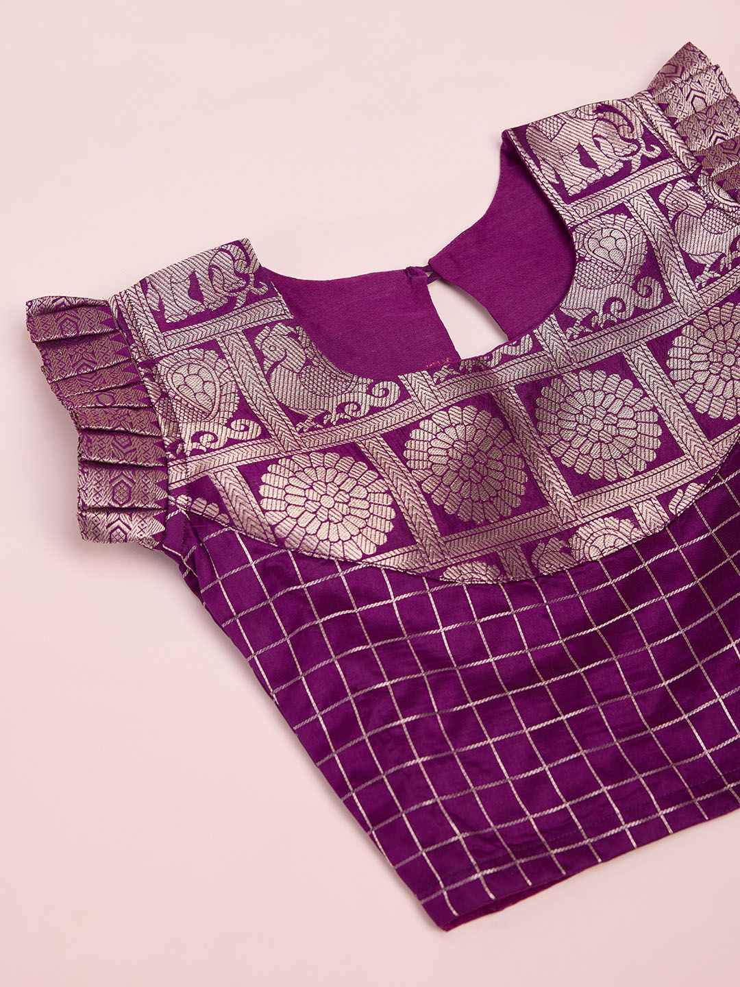 Tasarika Kids WINE color Silk Sleeveless ethnic dress CHECK_WINE