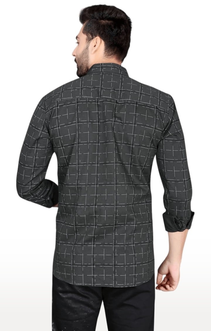 5th Anfold | Men's Black Cotton checkered Casual Shirt 4