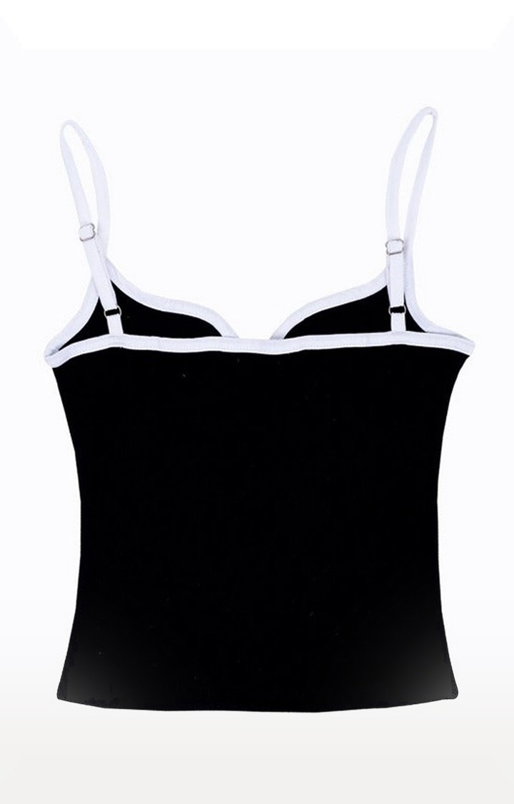 Women's Black Chic Piping Top