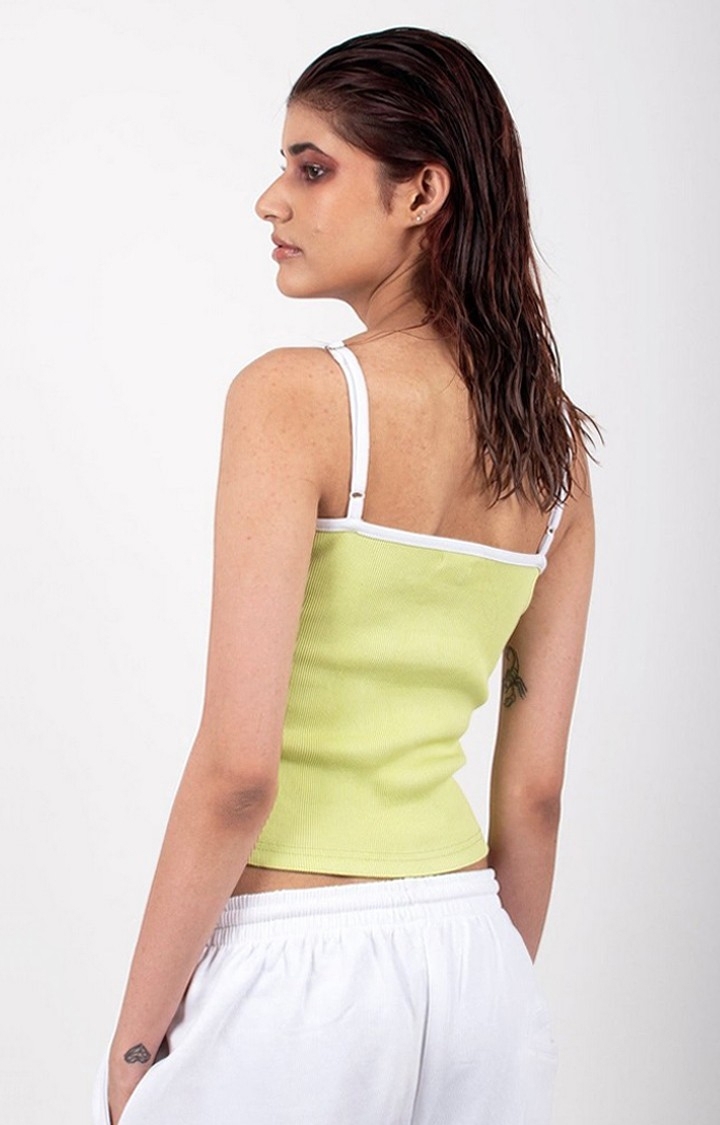 Women's Green Chic Piping Strappy Top