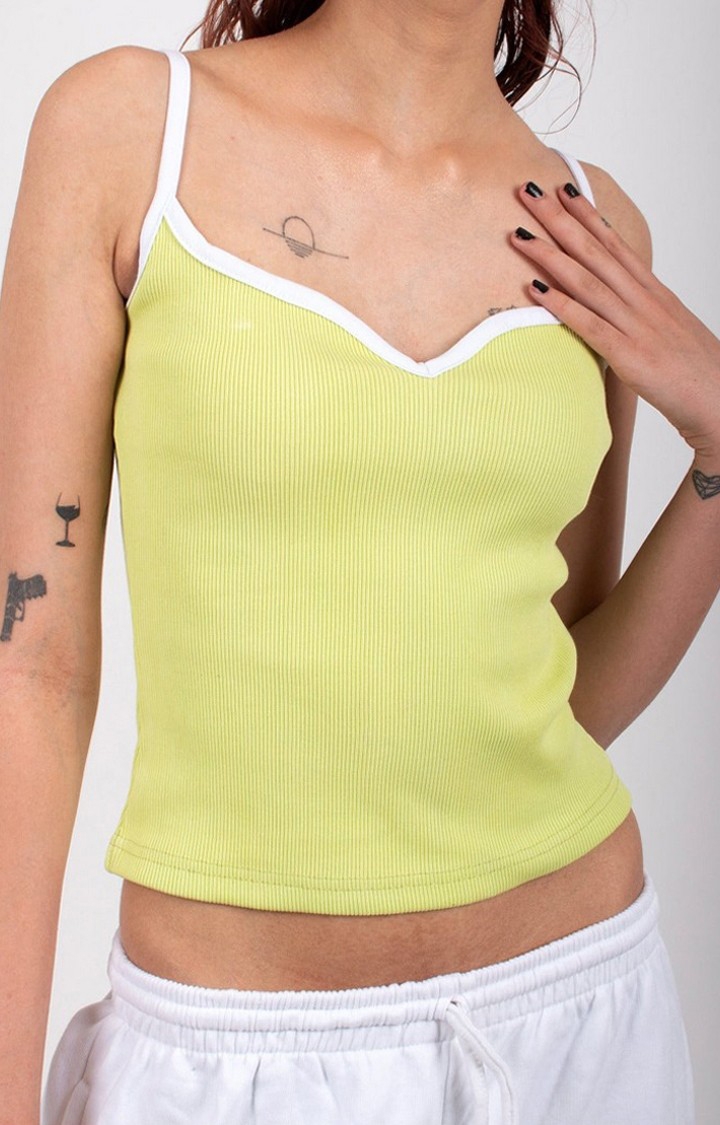 Beeglee | Women's Green Chic Piping Strappy Top