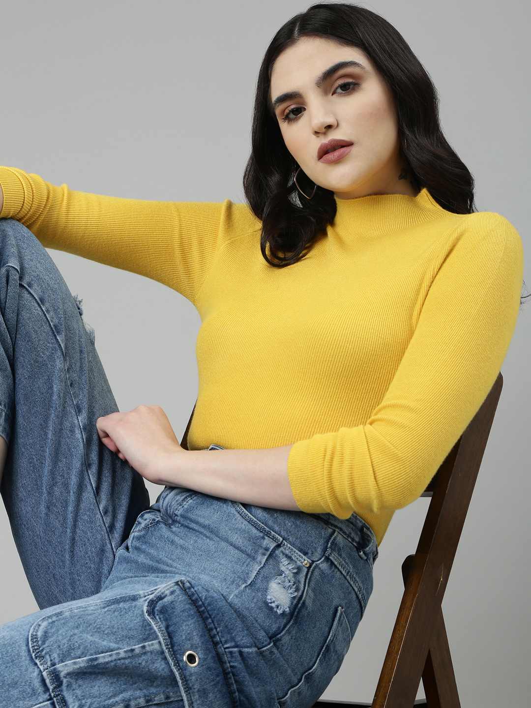 Fitted yellow cheap top