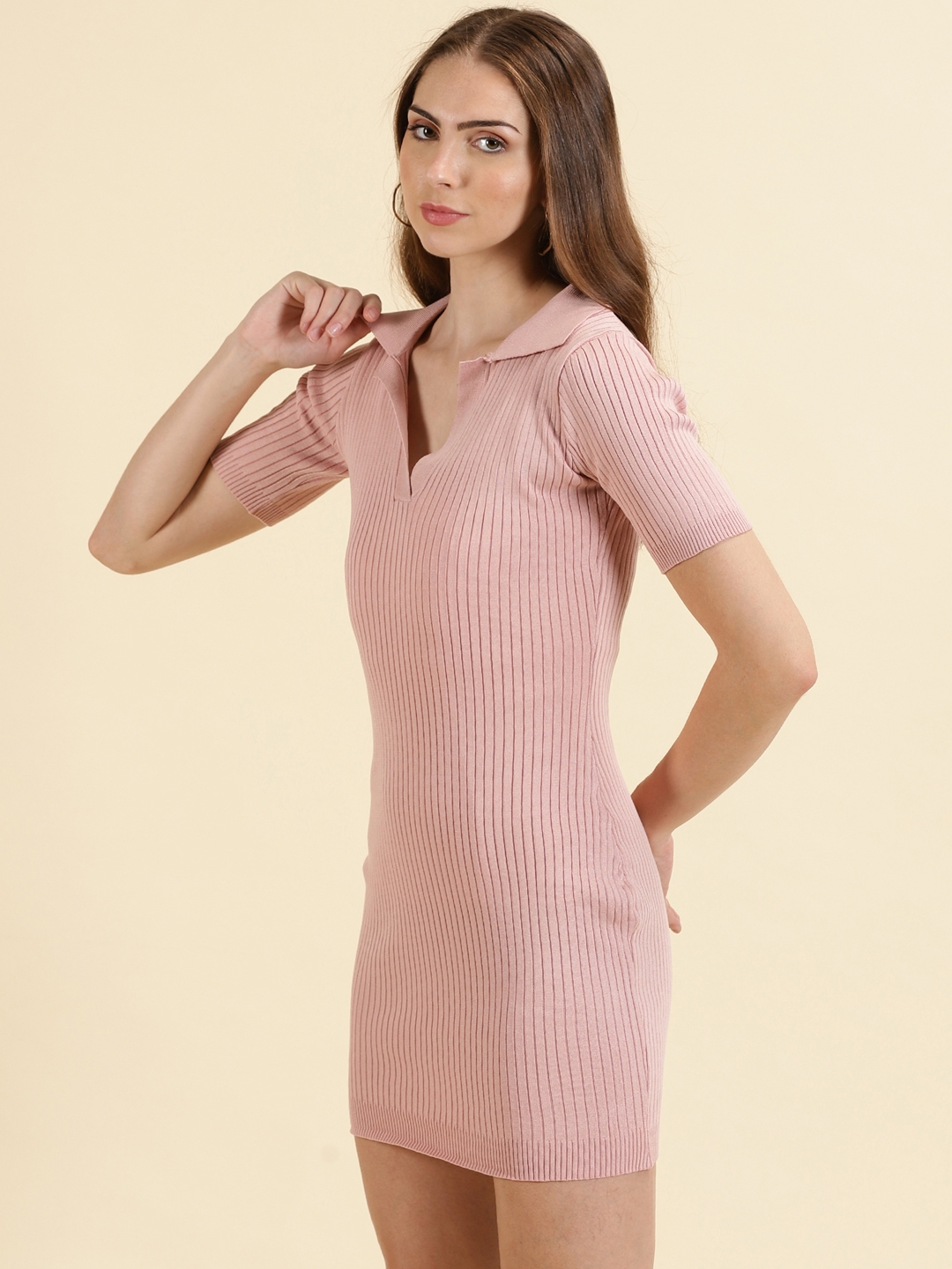 Showoff | SHOWOFF Women's Mini Solid Bodycon Pink Dress 2