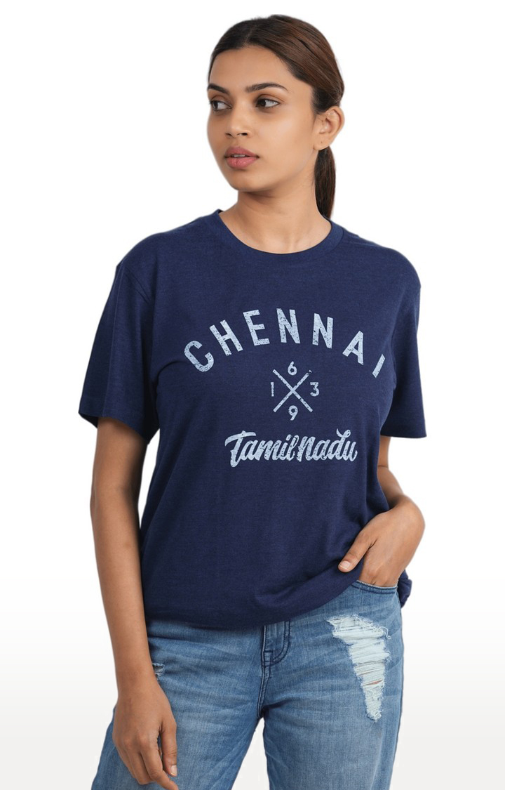 Unisex Chennai 1639 Tamilnadu Tri-Blend T-Shirt in Navy