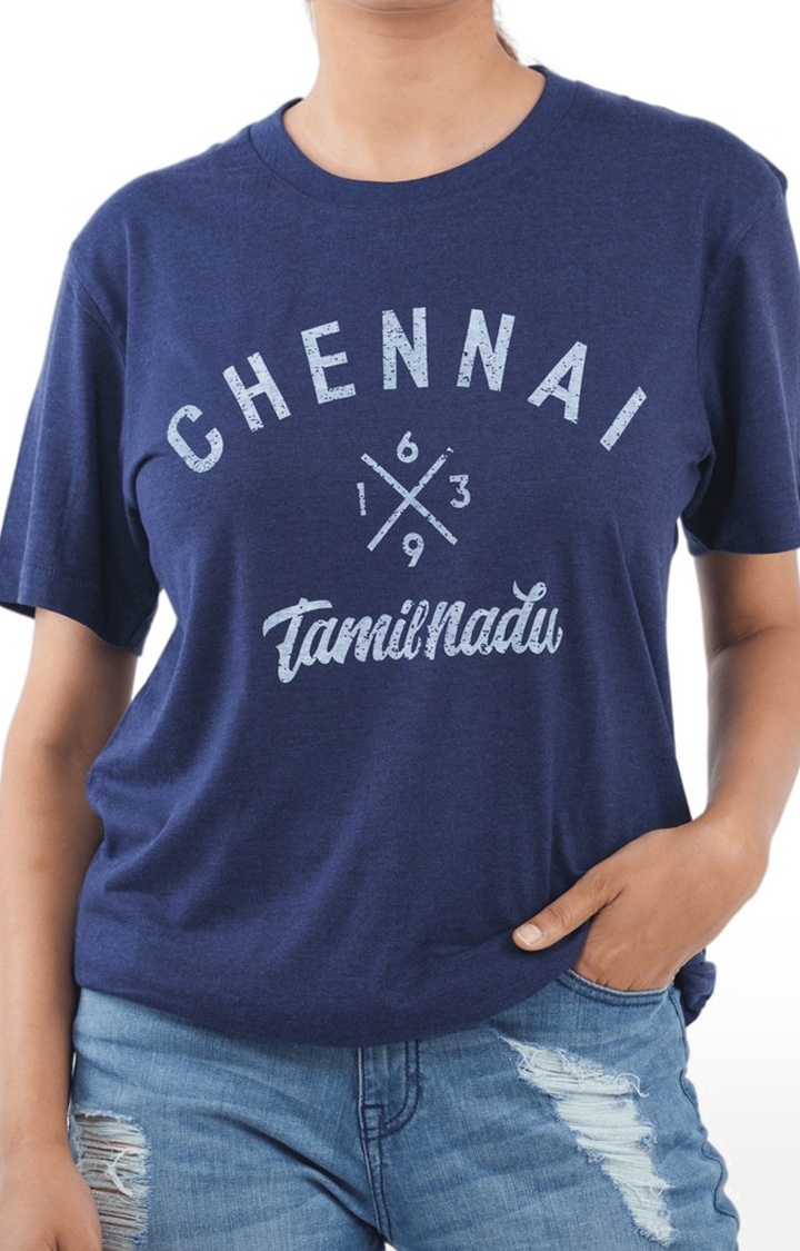 Unisex Chennai 1639 Tamilnadu Tri-Blend T-Shirt in Navy