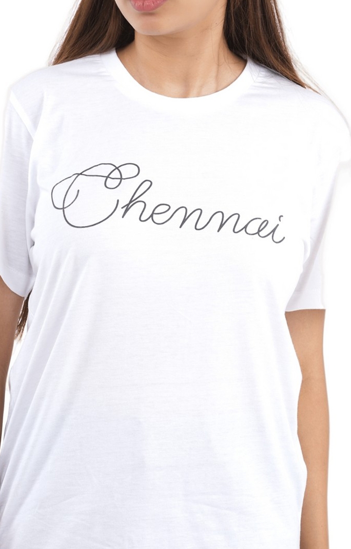 Unisex Chennai Flat Script Tri-Blend T-Shirt in White