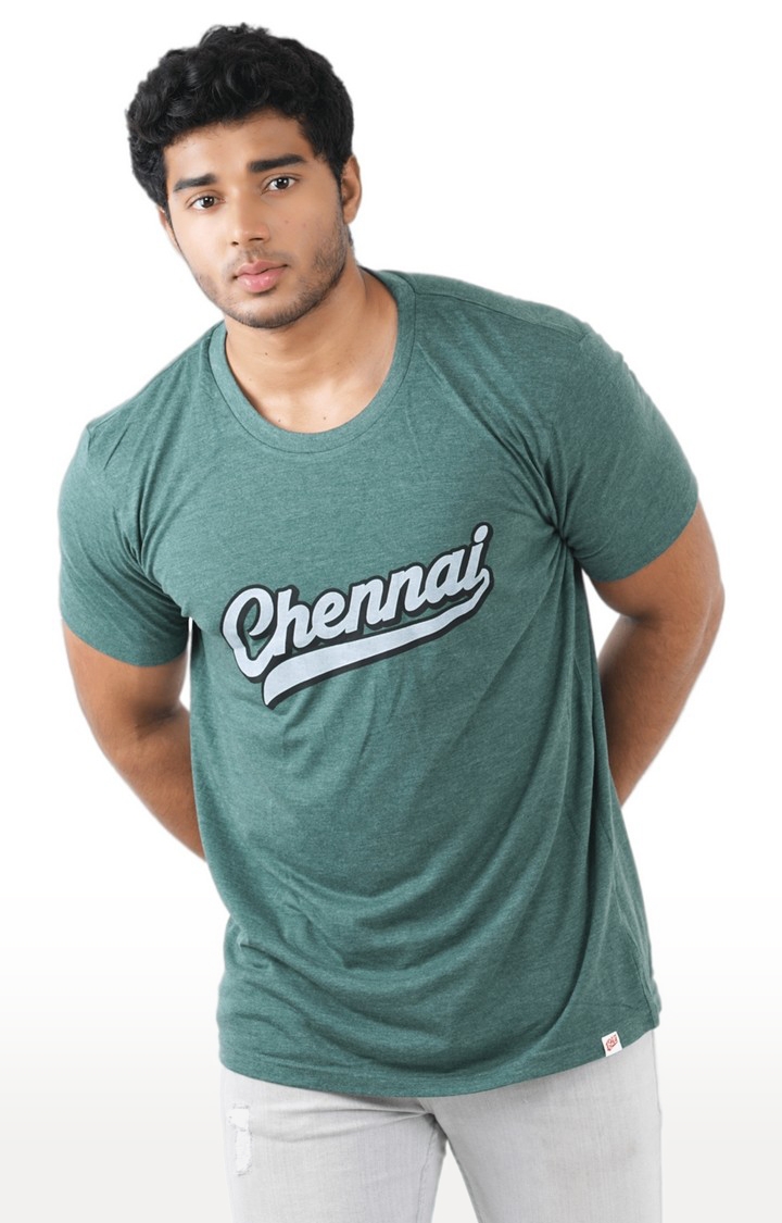 1947IND | Unisex Chennai Logo Tri-Blend T-Shirt in Bottle Green