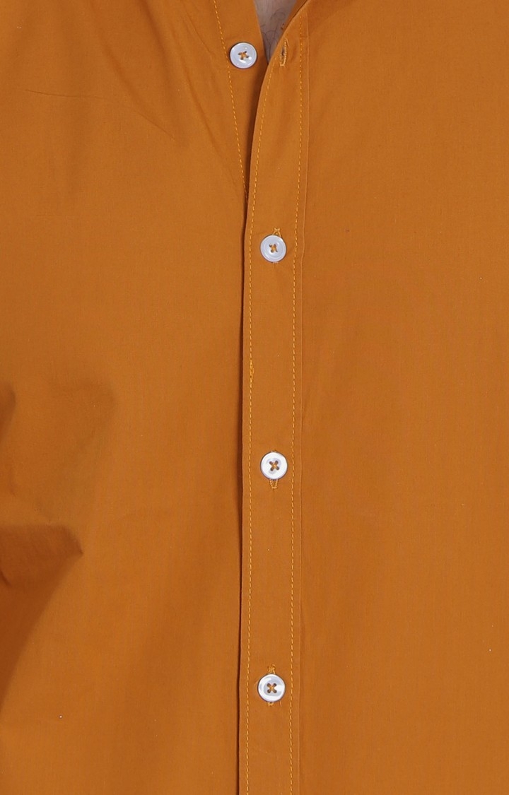 5th Anfold | Men's Orange Cotton Solid Casual Shirt 4