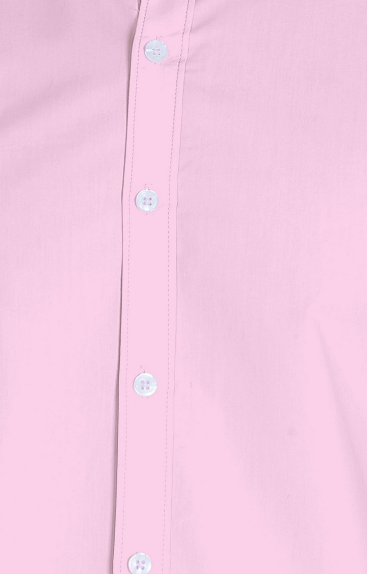 Men's Pink Cotton Solid Casual Shirt
