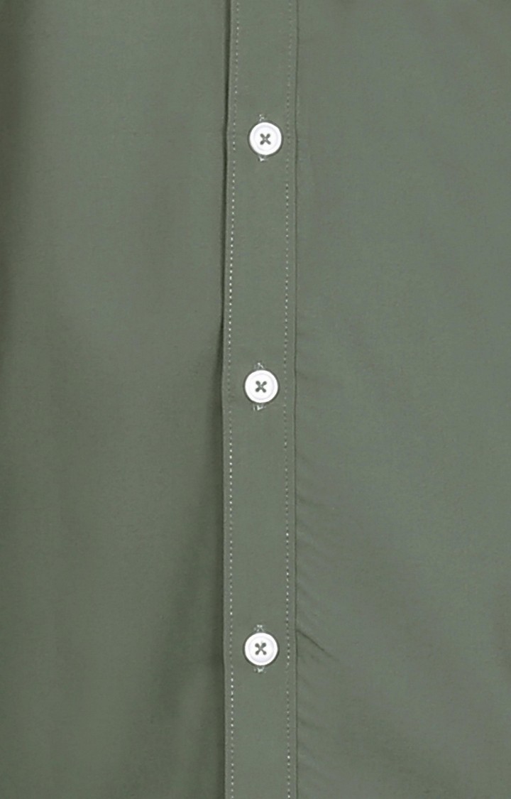 Men's Green Cotton Solid Casual Shirt