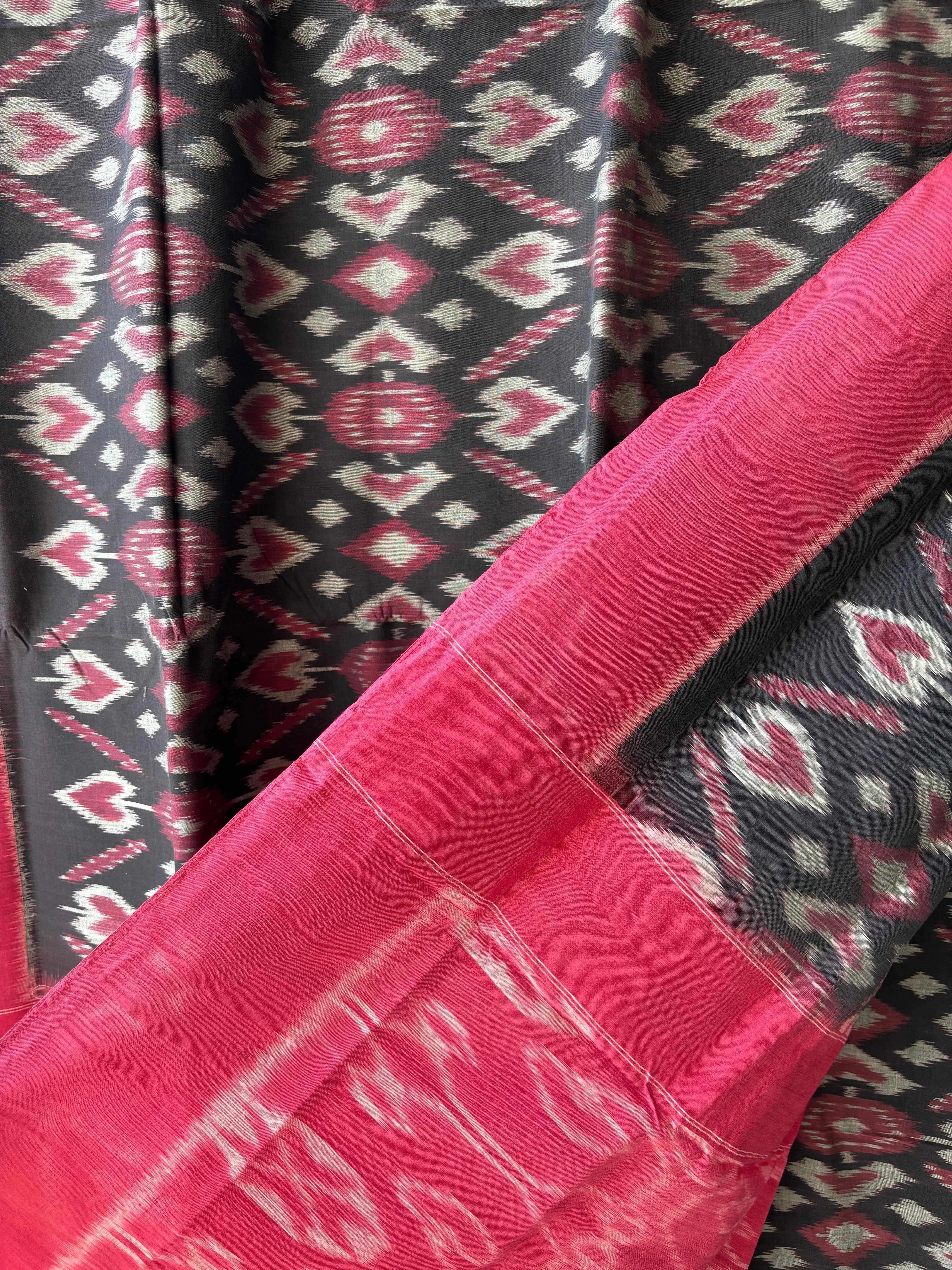 Patola Ikat Cotton Black  Saree