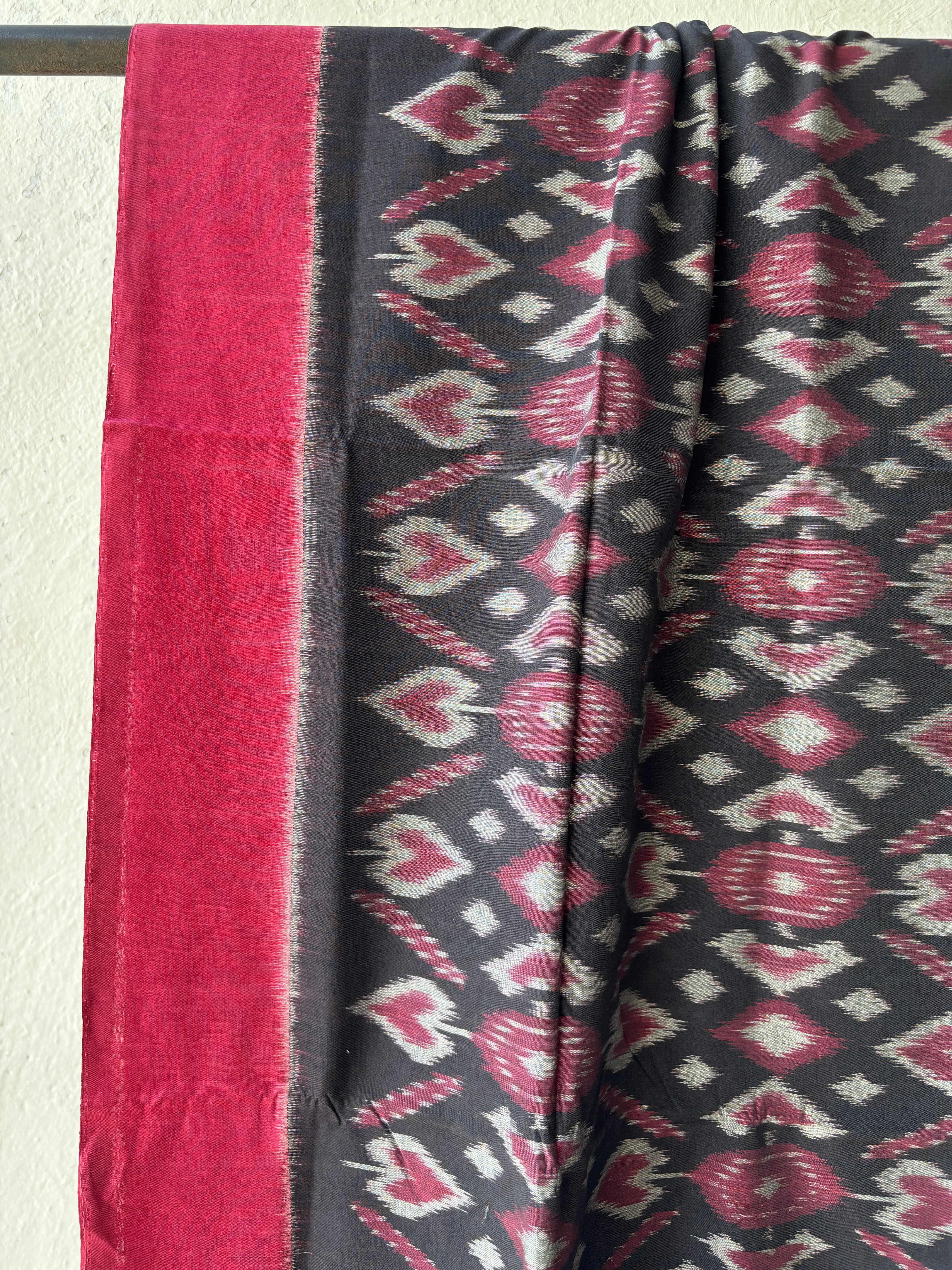 Patola Ikat Cotton Black  Saree