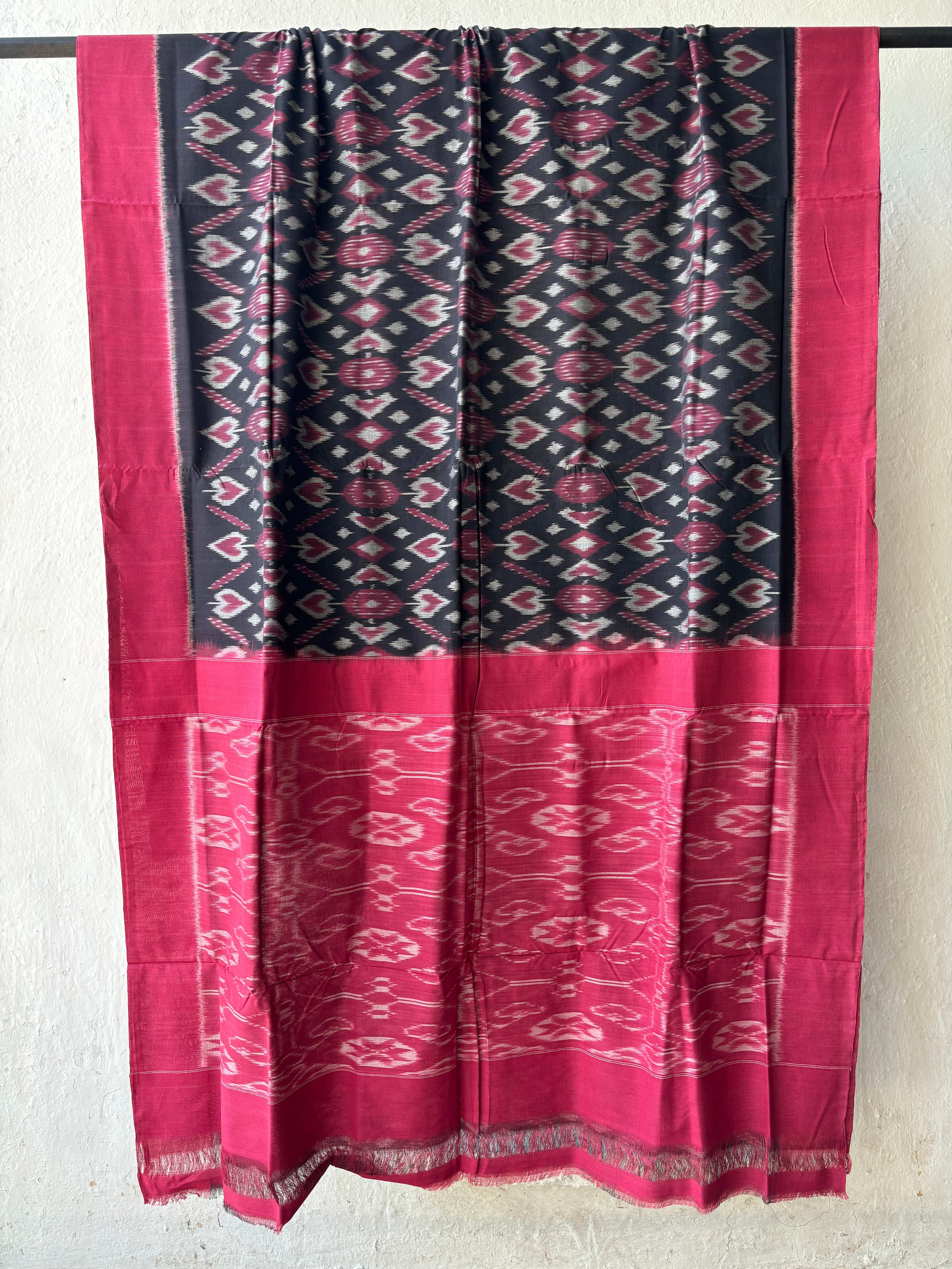 Patola Ikat Cotton Black  Saree
